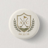 Elegante Monogram Huwelijk Golf Wapen Ronde Button 3,2 Cm (Voorkant)