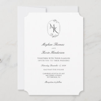 Elegante Monogram Huwelijk | Klassiek Formeel Kaart
