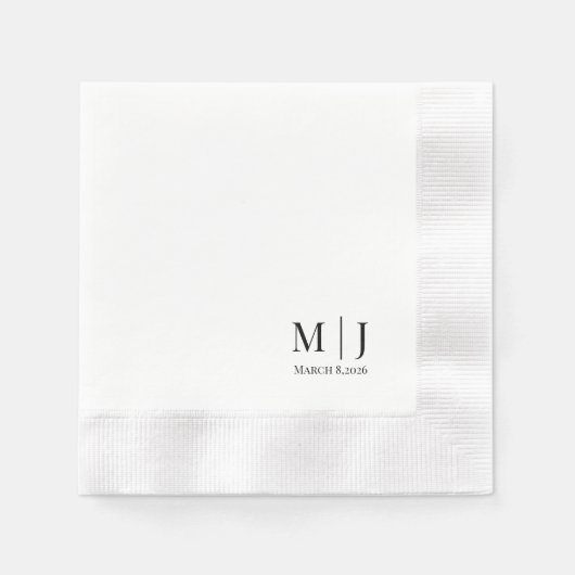 Elegante Monogram Huwelijk Minimalistische Initial Servet (Voorkant)
