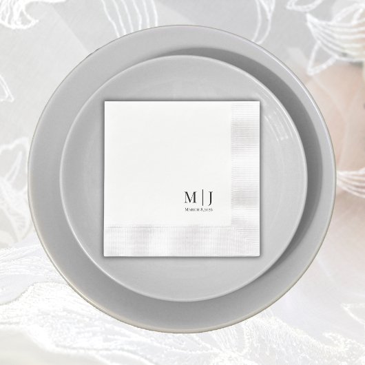 Elegante Monogram Huwelijk Minimalistische Initial Servet