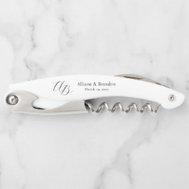 Elegante Monogram Huwelijk Paar Gepersonaliseerd Kurkentrekker