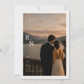 Elegante Monogram Huwelijk Save The Date Foto Kaar (Voorkant)