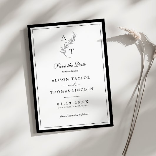 Elegante Monogram Huwelijk Save The Date Kaart