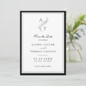 Elegante Monogram Huwelijk Save The Date Kaart (Staand voorkant)