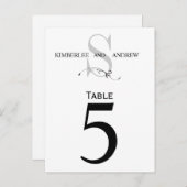Elegante Monogram Huwelijk Tafel Nummerkaart Uitnodiging Briefkaart (Voorkant / Achterkant)