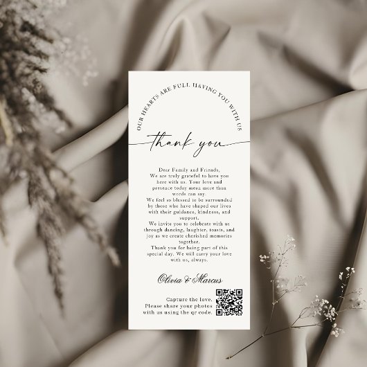 Elegante Monogram Huwelijks Dankjescard QR Code Bedankkaart