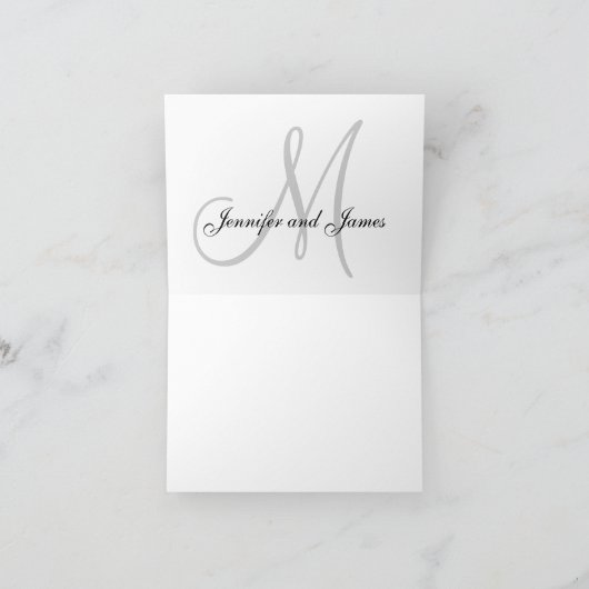 Elegante Monogram Huwelijks Dankkaart Bedankkaart (Binnen)