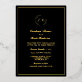 Elegante Monogram Huwelijks Folie Uitnodiging