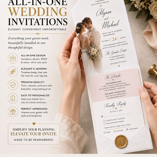 Elegante Monogram Huwelijks-RSVP Uitnodiging