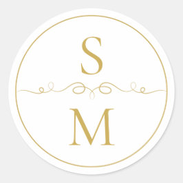 Elegante Monogram Huwelijksenvelopzegel Ronde Sticker