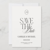 Elegante Monogram Huwelijksfoto Save the Date Kaar (Voorkant)