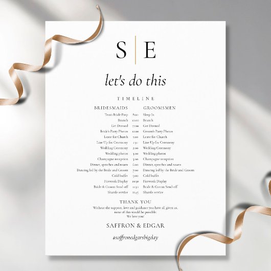 Elegante Monogram Huwelijksplanning Tijdlijn