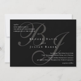 Elegante Monogram Huwelijksuitnodiging Kaart