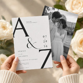 Elegante Monogram Huwelijksuitnodiging Template Kaart