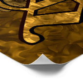 Elegante Monogram Initiaal A Gouden Pioen Bloem Poster (Hoek)