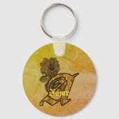 Elegante Monogram Initiaal A Gouden Pioen Personal Sleutelhanger (Achterkant)