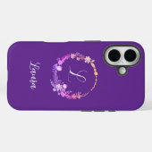 Elegante monogram initiaal aangepaste naam paarse Case-Mate iPhone case (Achterkant (horizontaal))