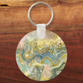 Elegante Monogram Initiaal Abstract Goud Marmer Sleutelhanger (Achterkant)
