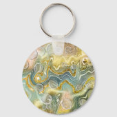 Elegante Monogram Initiaal Abstract Goud Marmer Sleutelhanger (Achterkant)
