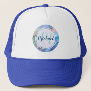 Elegante Monogram Initiaal Abstract Goud Marmer Trucker Pet
