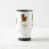Elegante Monogram Initiaal B Gouden Pioen Personal Reisbeker (Center)