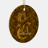 Elegante monogram initiaal C gouden pioenroos gepe Keramisch Ornament (Rechts)