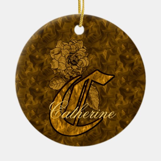 Elegante monogram initiaal C gouden pioenroos gepe Keramisch Ornament (Voorkant)