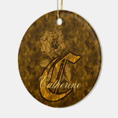 Elegante monogram initiaal C gouden pioenroos gepe Keramisch Ornament (Links)