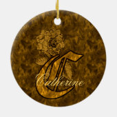 Elegante monogram initiaal C gouden pioenroos gepe Keramisch Ornament (Achterkant)