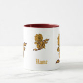 Elegante Monogram Initiaal F Gouden Pioen Personal Mok (Midden)