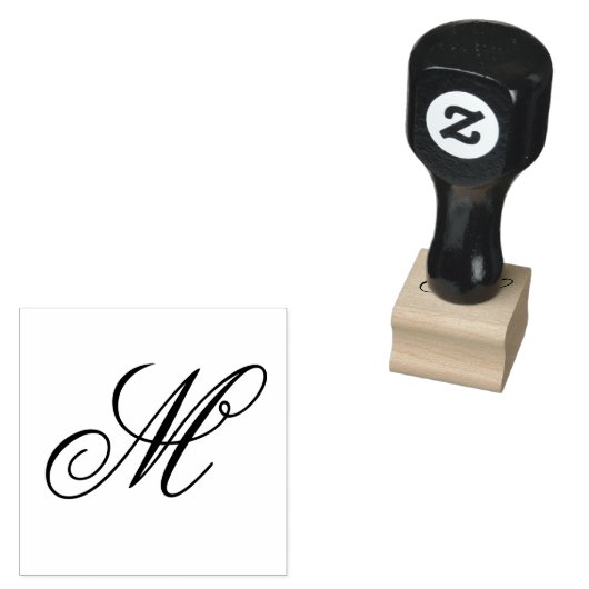 Elegante Monogram Initiaal Houten Kunst Rubberstempel (Gestempeld)