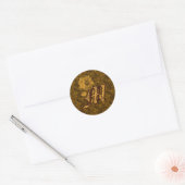 Elegante Monogram Initiaal M Gouden Pioen Bloem Ronde Sticker (Envelop)