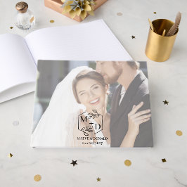 Elegante Monogram Initiaal Moderne Trouwfoto Gastenboek