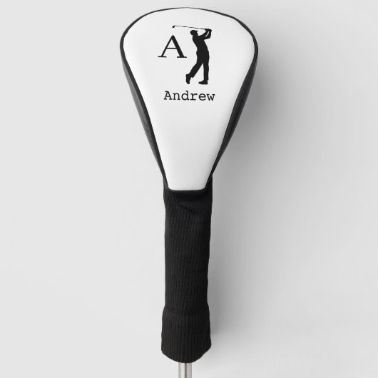 Elegante monogram initiaal naam gepersonaliseerd golfheadcover (Voorkant)