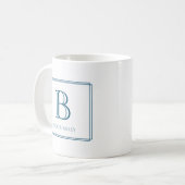 Elegante Monogram Initiaal Navy Blauwe Rand Koffiemok (Voorkant links)