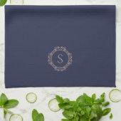 Elegante Monogram Initiaal Navy Theedoek (Gevouwen)