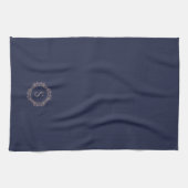 Elegante Monogram Initiaal Navy Theedoek (Horizontaal)
