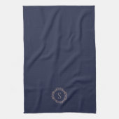 Elegante Monogram Initiaal Navy Theedoek (Verticaal)