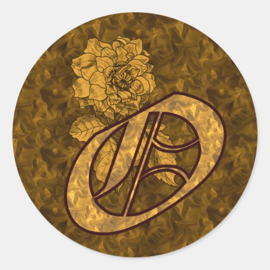 Elegante Monogram Initiaal O Gouden Pioenbloem Ronde Sticker (Voorkant)