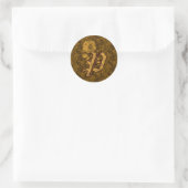 Elegante Monogram Initiaal P Gouden Pioen Roos Ronde Sticker (Tas)