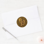 Elegante Monogram Initiaal P Gouden Pioen Roos Ronde Sticker (Envelop)