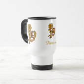 Elegante monogram initiaal P gouden pioenroos gepe Reisbeker (Voorkant links)