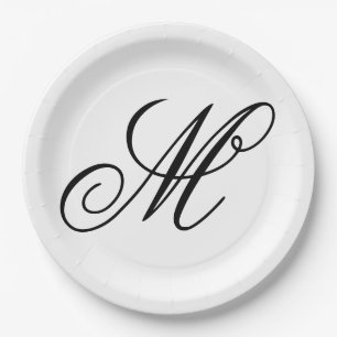 Elegante Monogram Initiaal  Papieren Bordje