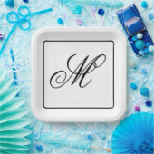 Elegante Monogram Initiaal Papieren Bordje (Feest)