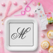 Elegante Monogram Initiaal Papieren Bordje (Feest)