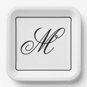 Elegante Monogram Initiaal  Papieren Bordje