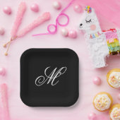 Elegante Monogram Initiaal Papieren Bordje (Feest)