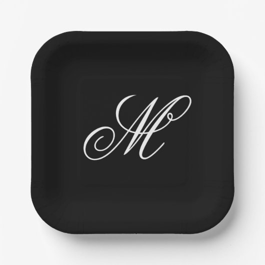 Elegante Monogram Initiaal Papieren Bordje (Voorkant)