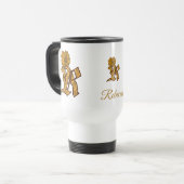 Elegante monogram initiaal R gouden pioenroos gepe Reisbeker (Voorkant links)