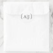 Elegante Monogram Initiaal Retouradres voor de Bru Ronde Sticker (Tas)